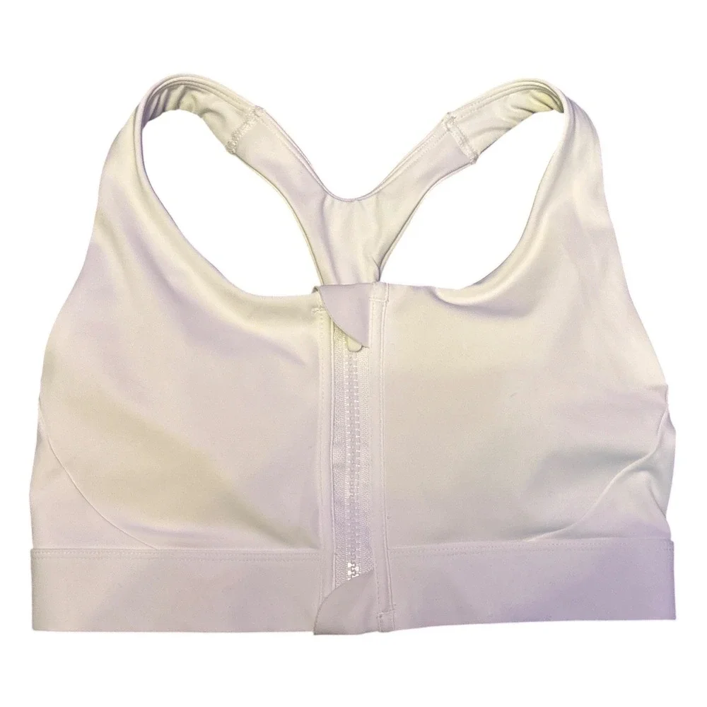 Avia Womens‎ White Front Zip Racerback High Impact Sports Bra, Size S 4-6